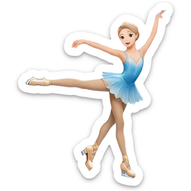 An icon featuring a graceful figure skater performing a spin on the ice. The background includes a grand ice rink palace with shining spotlights and cheering spectators in the stands. Transparent background highlights the elegance and artistry of figure skating sticker