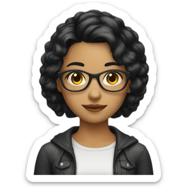 girl programmer black hair sticker