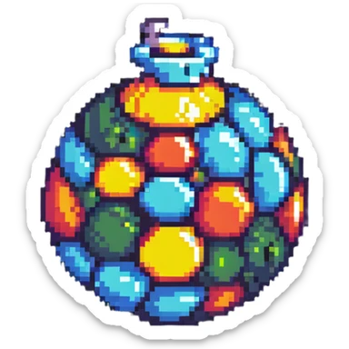 colorful bomb power up item with vibrant colors and highlights to stand out on black background sticker