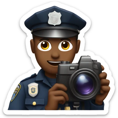 a police officer holding a camera sticker