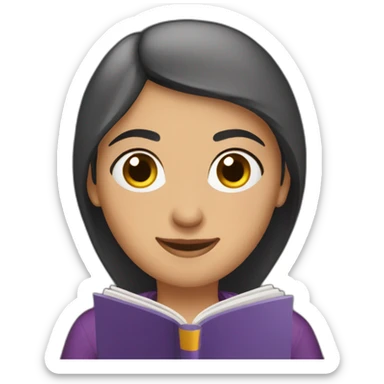 Armenian women with the purple clothes reading book and looking at camera and smiling  sticker