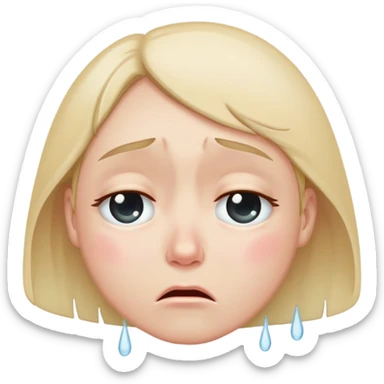 wistful crying face with subtle single tear and soft expression sticker