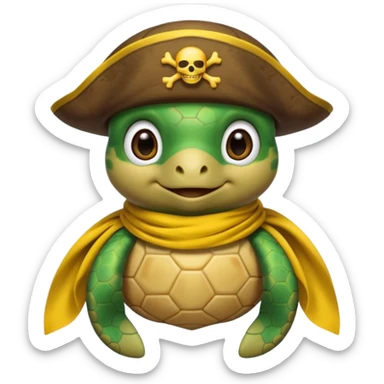 cute sea turtle wearing a yellow pirate scarf sticker