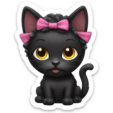 Black cat with hair in curlers sticker