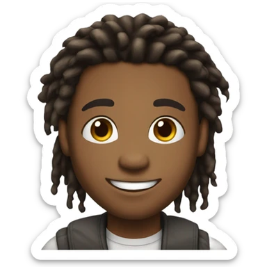 A young African-American male with short, thick dreadlocks and a friendly, confident smile. He has a slim but toned build and radiates a vibrant, approachable energy.  sticker