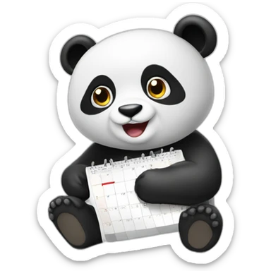 a panda planning his calendar sticker