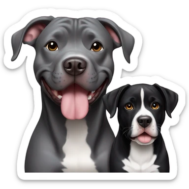 Grey pitbull next to black retriever dog sticker