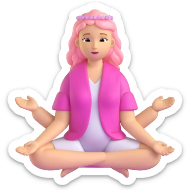 woman with long blonde hair as an angel meditating with pink hair accessories sticker