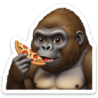 Gorilla eating pizza sticker