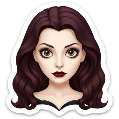 vampira cabelo ondulado longo marrom legal sticker