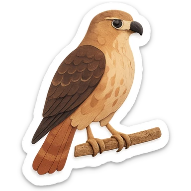 red-tailed hawk sitting on a branch, delicate paper layers, realistic feather patterns, subtle color variations, alert posture sticker