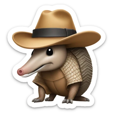 Armadillo with a hat sticker