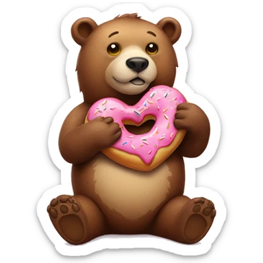Bear with donut heart sticker