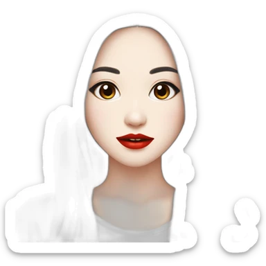 beautiful-young-woman,black-hair,long-hair,white-skin,oval-face,big-eyes,blackeyes,redlips,chinese sticker