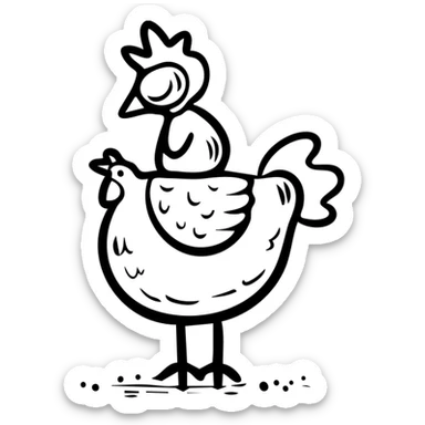 Minecraft chicken jockey - a small pixelated baby zombie riding on top of a white chicken, blocky style sticker