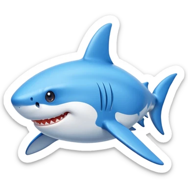 cute shark with brilliant blue color, no shoes sticker