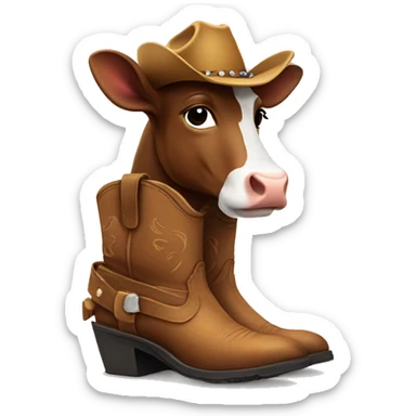 Cow wearing cowboy boots sticker