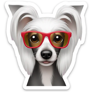 Chinese crested dog with sunglasses  sticker