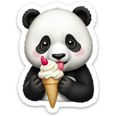 Panda eating ice cream sticker