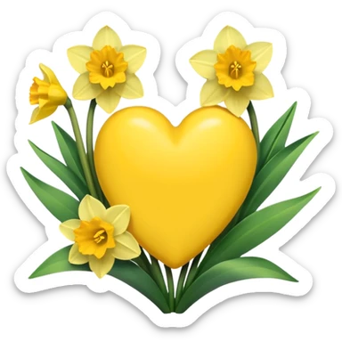 heart with spring daffodils sticker