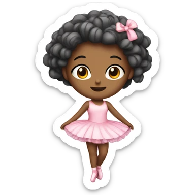 criança bailarina, branca, com coque no cabelo, abraçando um coração sticker