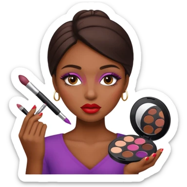 Una niña morena maquillandose sticker
