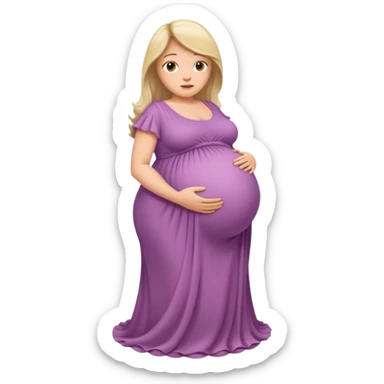 very heavily pregnant overdue lady with very large belly  sticker