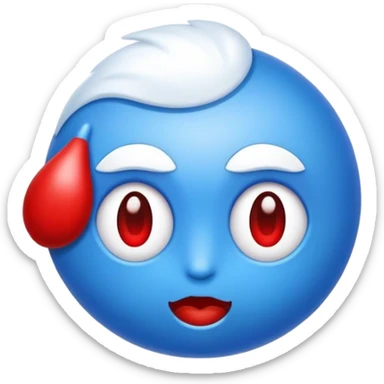 Labio mordido de color azul, blanco y rojo sticker