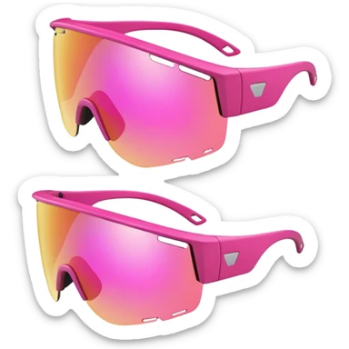 sporty pink shield visor sunglasses with extra thick frame and side protection, wraparound design, massive build, one-piece lens sticker