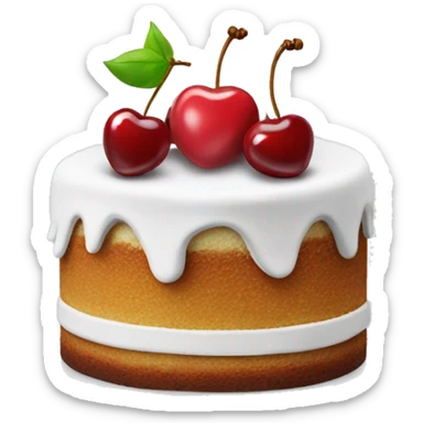 Cake silver heart shape with cherry on top sticker