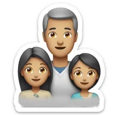 Family. White mother, asian father, 3 daughters sticker