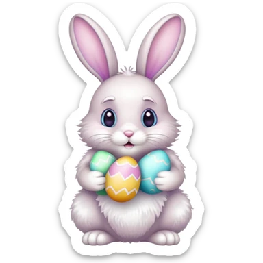 Easter bunny with colorful eggs sticker