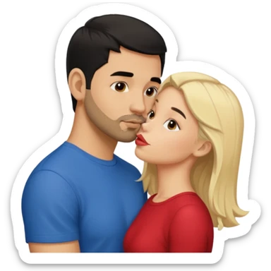 Puerto rican beard short hair with blonde girl kissing  sticker