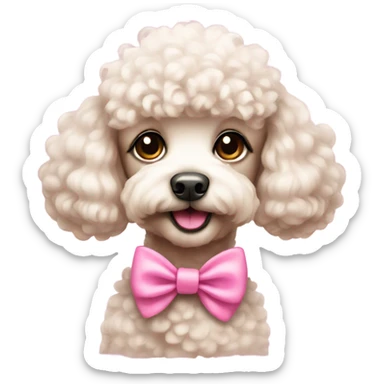 cute poodle dog wearing pink bow sticker