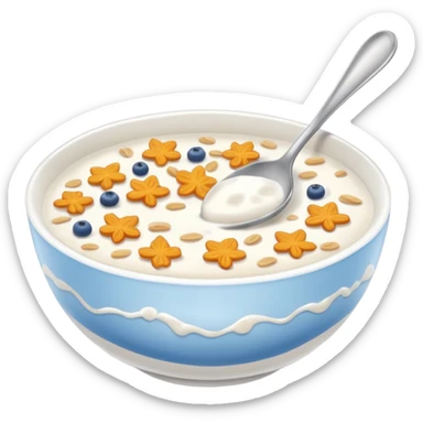 a bowl of cereal with a spoon, simple, clear sticker