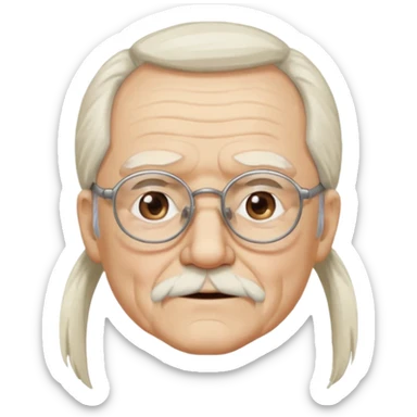Old man with glasses and long white pony tail sticker