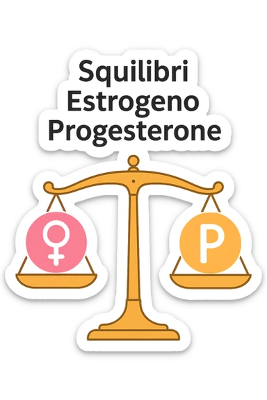 squilibri estrogeno progesterone in italiano senza sfondo con una bilancia sticker