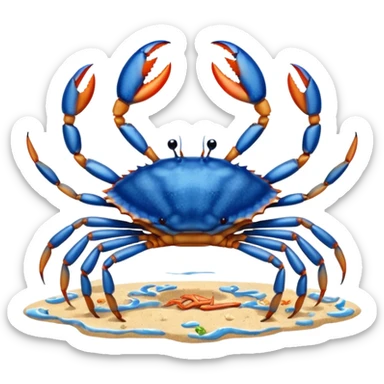 A blue crab with eight legs and two pincers sticker