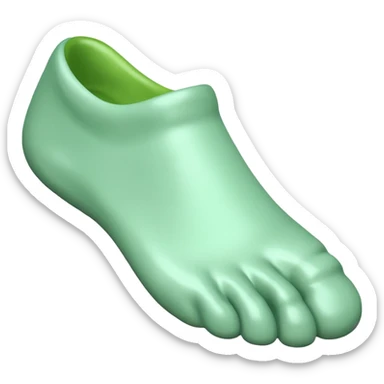 3D iOS-style foot emoji with green stink lines, glossy texture, soft rounded edges. sticker