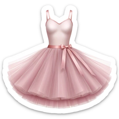 Cinematic Realistic Tutu, layers of fine, soft tulle forming a voluminous and airy skirt, delicate folds catching the light, slightly frayed edges adding authenticity, glowing softly with a warm and ethereal elegance. sticker