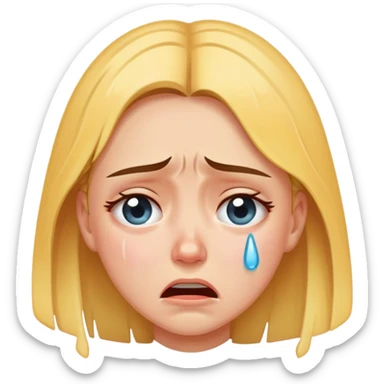 a girl crying in pain, sad, tears streaming down face sticker