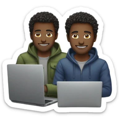 two guys usin their laptops sticker