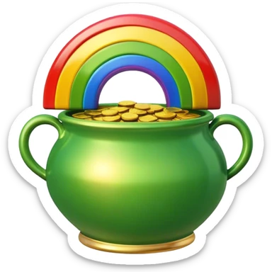 Green Pot of Gold with a Rainbow over the top sticker