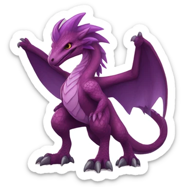 Mauve-maroon-red-violet-colored anthro-raptor-dragonkin-scalie-sona-Fakémon-hybrid with a mane on head and back full body sticker