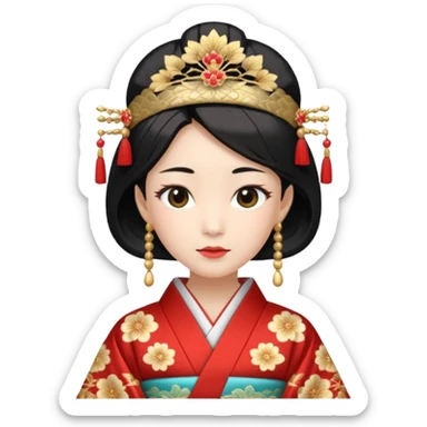 Japanese Princess with in ceremonial robe kimono sticker