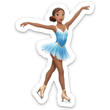 An icon featuring a graceful figure skater performing a spin on the ice. The background includes a grand ice rink palace with shining spotlights and cheering spectators in the stands. Transparent background highlights the elegance and artistry of figure skating sticker