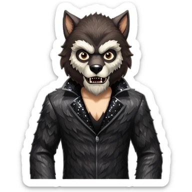 The Werewolf from Universal Monsters with dark brown fur, black sequin outfit sticker
