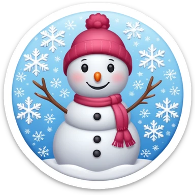 heart with winter snowman sticker