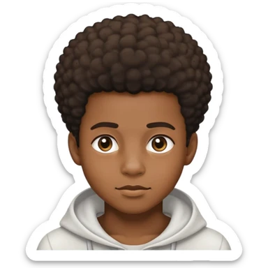A black boy with a fro and a lower taper fade sticker