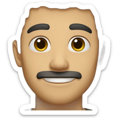 Caucasian man with black hair, olive skin and no beard and no mustache sticker